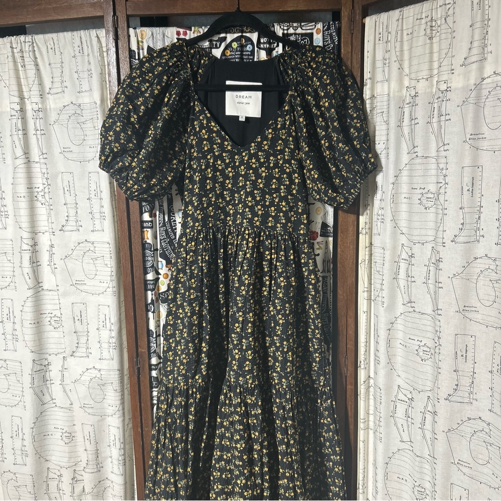 Sister Jane Black and Yellow Floral Long Sleeve Dress